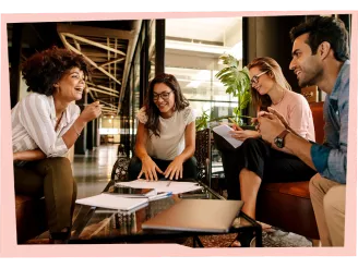 Group of young work colleagues in an informal meeting